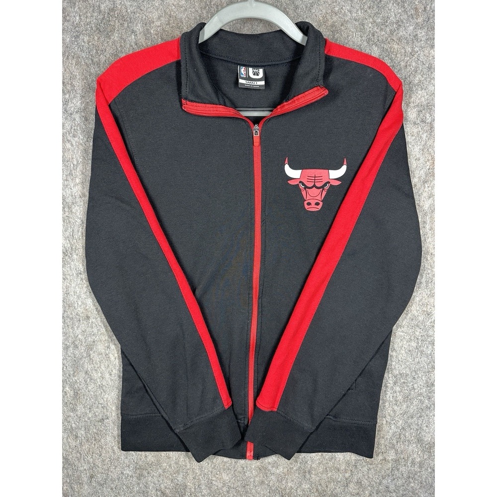 Chicago Bulls Full Zip Jacket Mens Small NBA Black Red Track